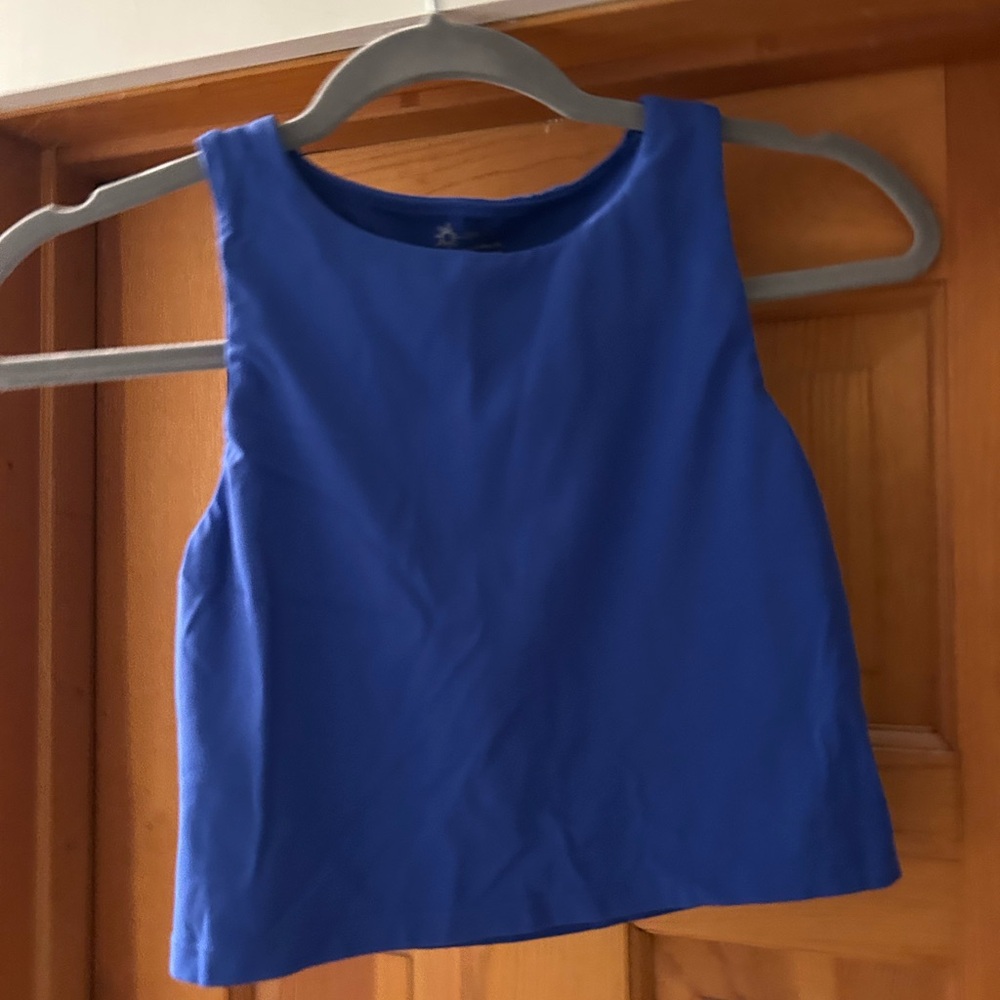 Blue Sleeveless Crop workout tank Top